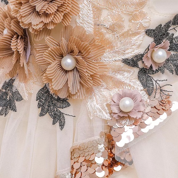 Fancy Embroidered Floral pearl sparkly dress - Picture 5 of 7